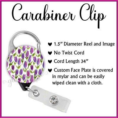 Tulip Badge Holder, Flower Badge Holder, Purple Floral Badge Reel, Watercolor Badge Holder, Watercolor Badge Reel - GG2059 - image5